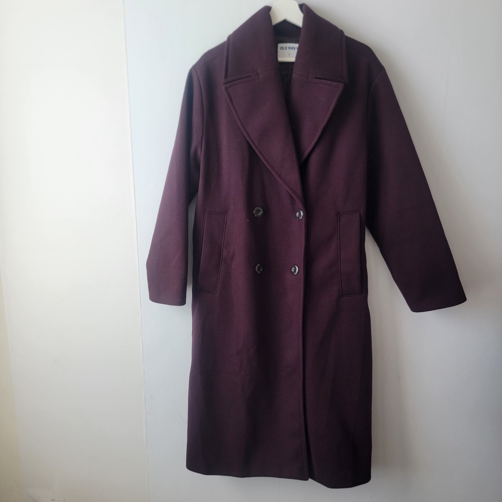 Old navy women's double-breasted button front overcoat sz M long side pockets